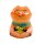 Selenit Figur Schweinchen mit Apfel aus orangenem Stein handgefertigt und handbemalt