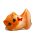 Selenitfigur Katze mit Schmetterling 4cm hoch aus orangenfarbenem Selenit